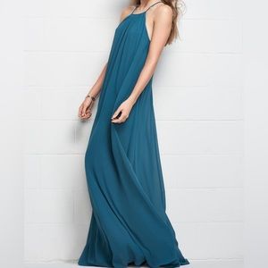 Heather blue bridesmaid dress